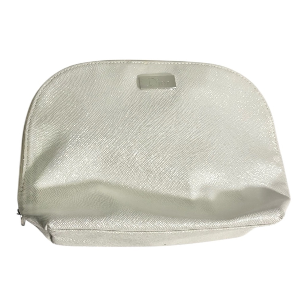 Dior Beauty Cosmetic Bag White Sparkly Zippered Small Travel Bag Clutch